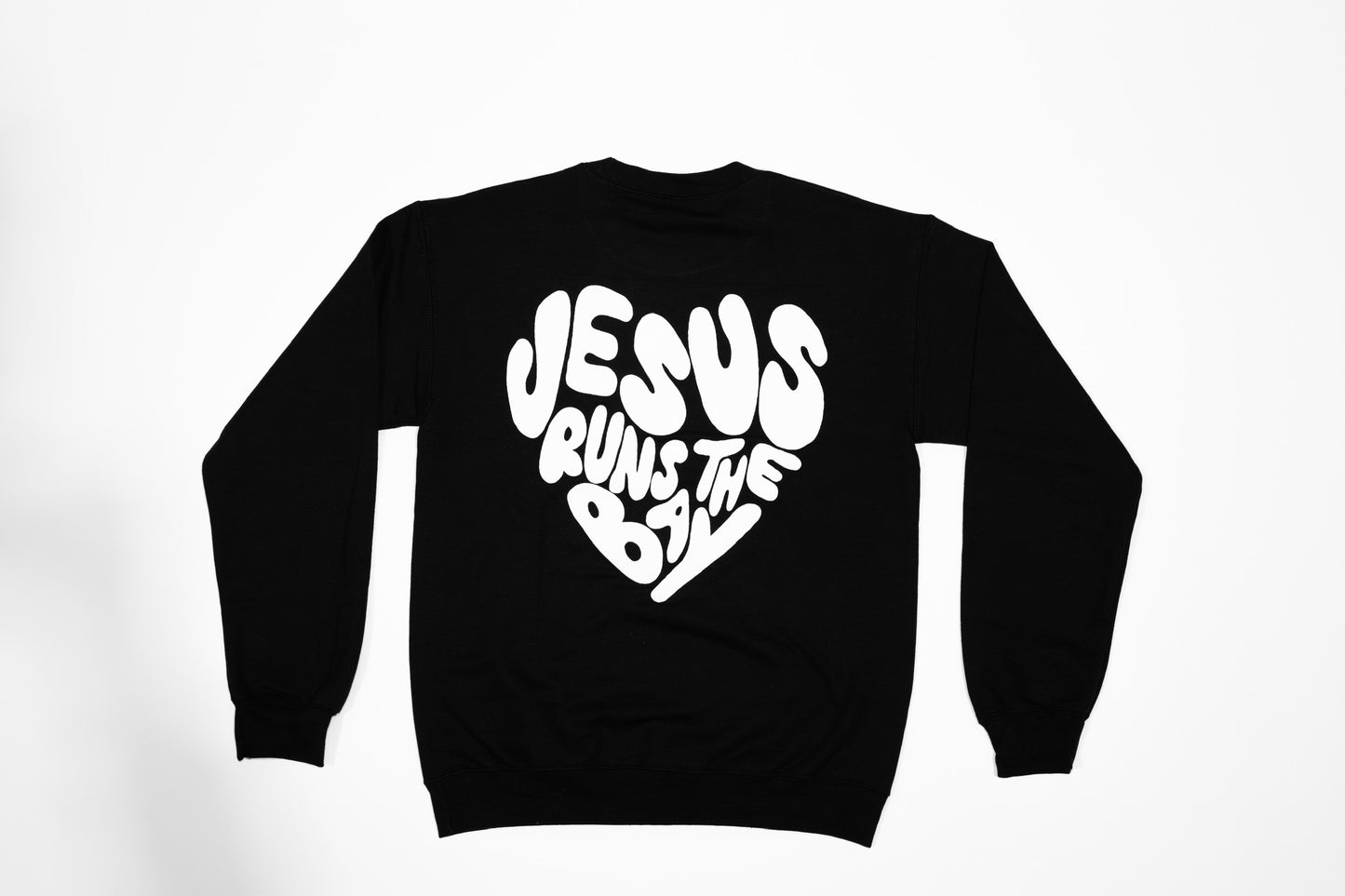 "Jesus Runs The Bay" Black Puff Print Sweatshirt