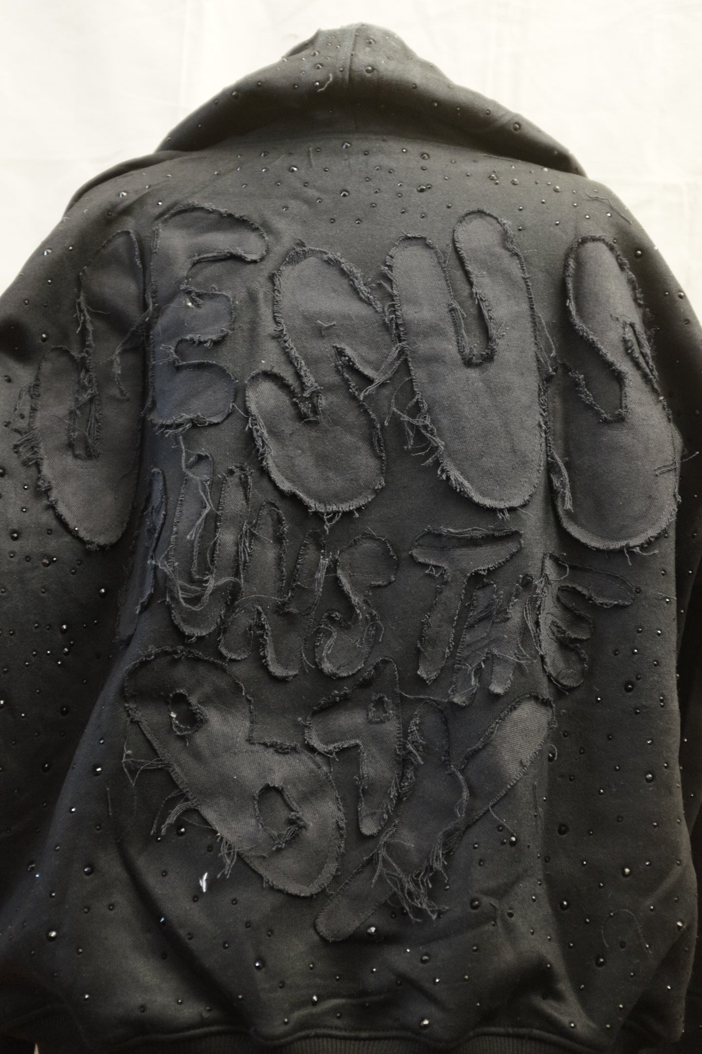 “Jesus Runs The Bay” Oversized Rhinestone Hoodie