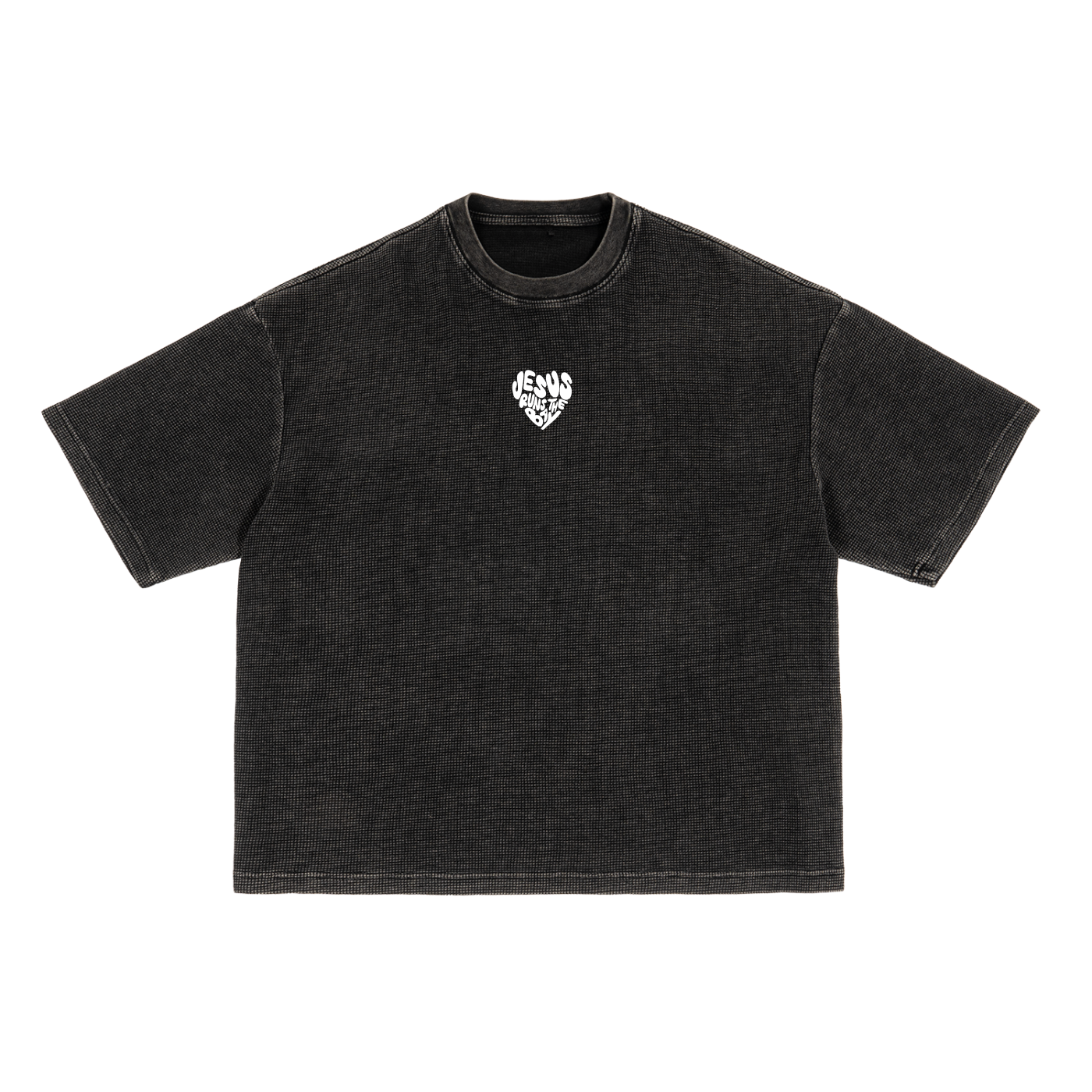 “Jesus Runs The Bay” Waffle Washed Boxy T-Shirt