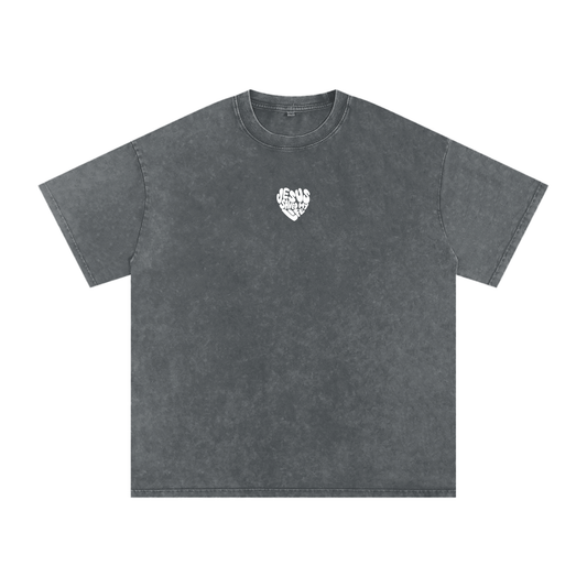 “Jesus Saved My Life” Washed Oversized Cotton T-Shirt