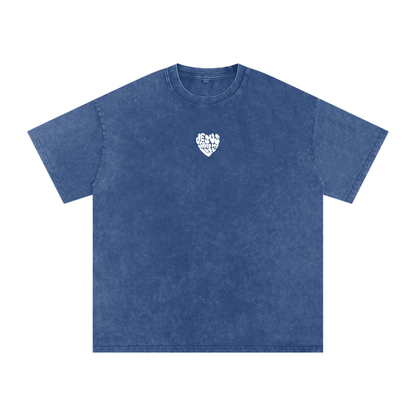“Jesus Saved My Life” Washed Oversized Cotton T-Shirt