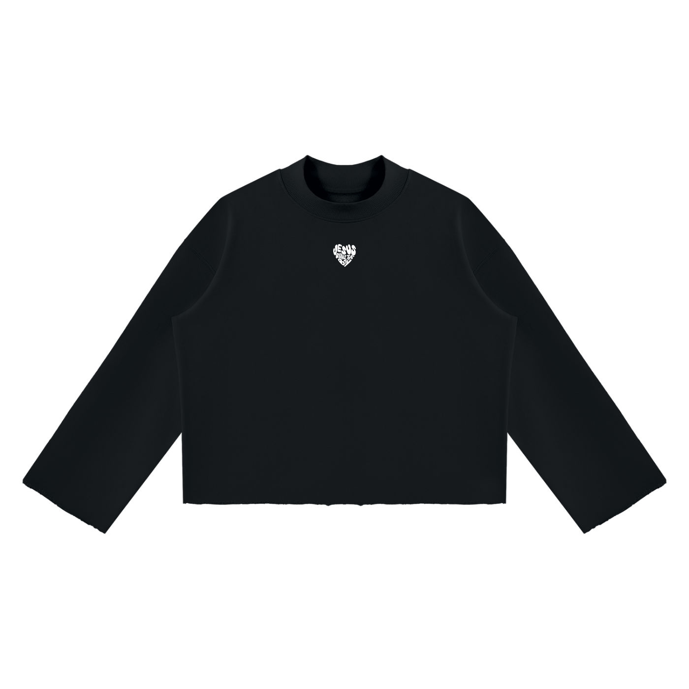 “Jesus Runs The Bay” Mock Neck Boxy Sweatshirt