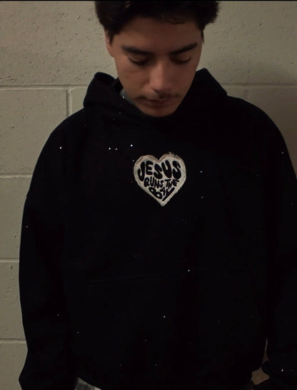 “Jesus Runs The Bay” Oversized Rhinestone Hoodie