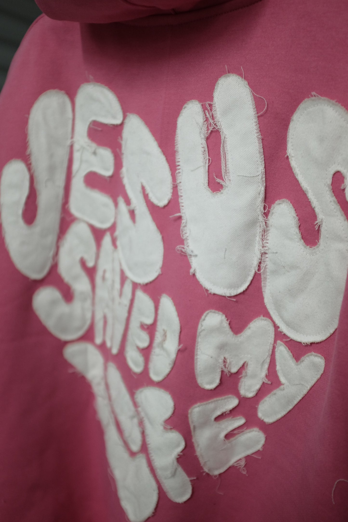 “Jesus Saved My Life”Pink Zip-Up Hoodie