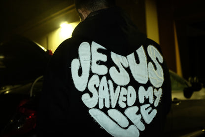 “Jesus Saved My Life” Black Zip-Up Hoodie