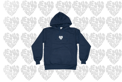 “Jesus Runs The Bay" Minimal Navy Blue Hoodie