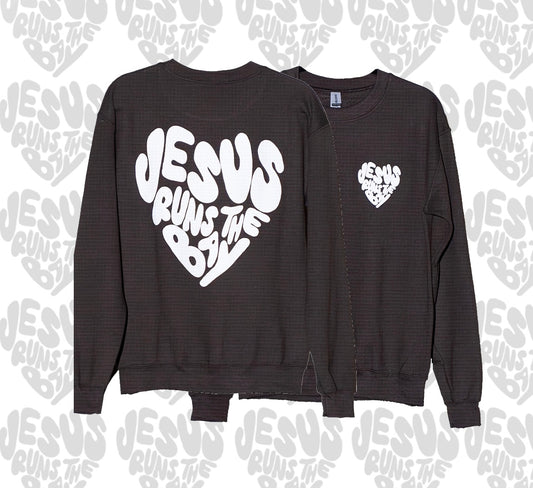 *PRE-ORDER* "Jesus Runs The Bay" Puff Print Brown Sweatshirt