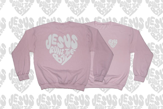 *PRE-ORDER* “Jesus Runs The Bay" Puff Print Pink Sweatshirt