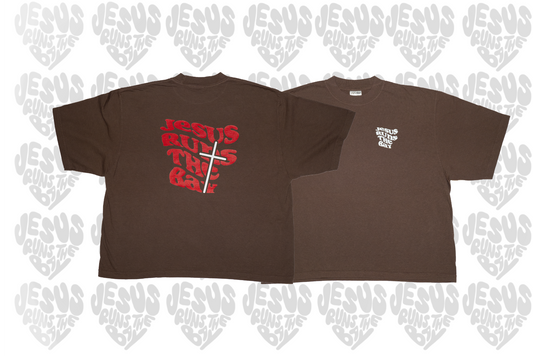 *PRE-ORDER* "Jesus Runs The Bay" Brown Oversized T-Shirt