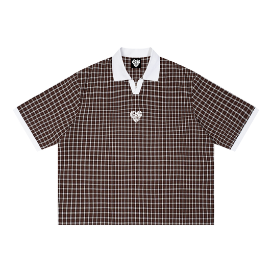 “Jesus Runs The Bay” Boxy Plaid Polo Shirt